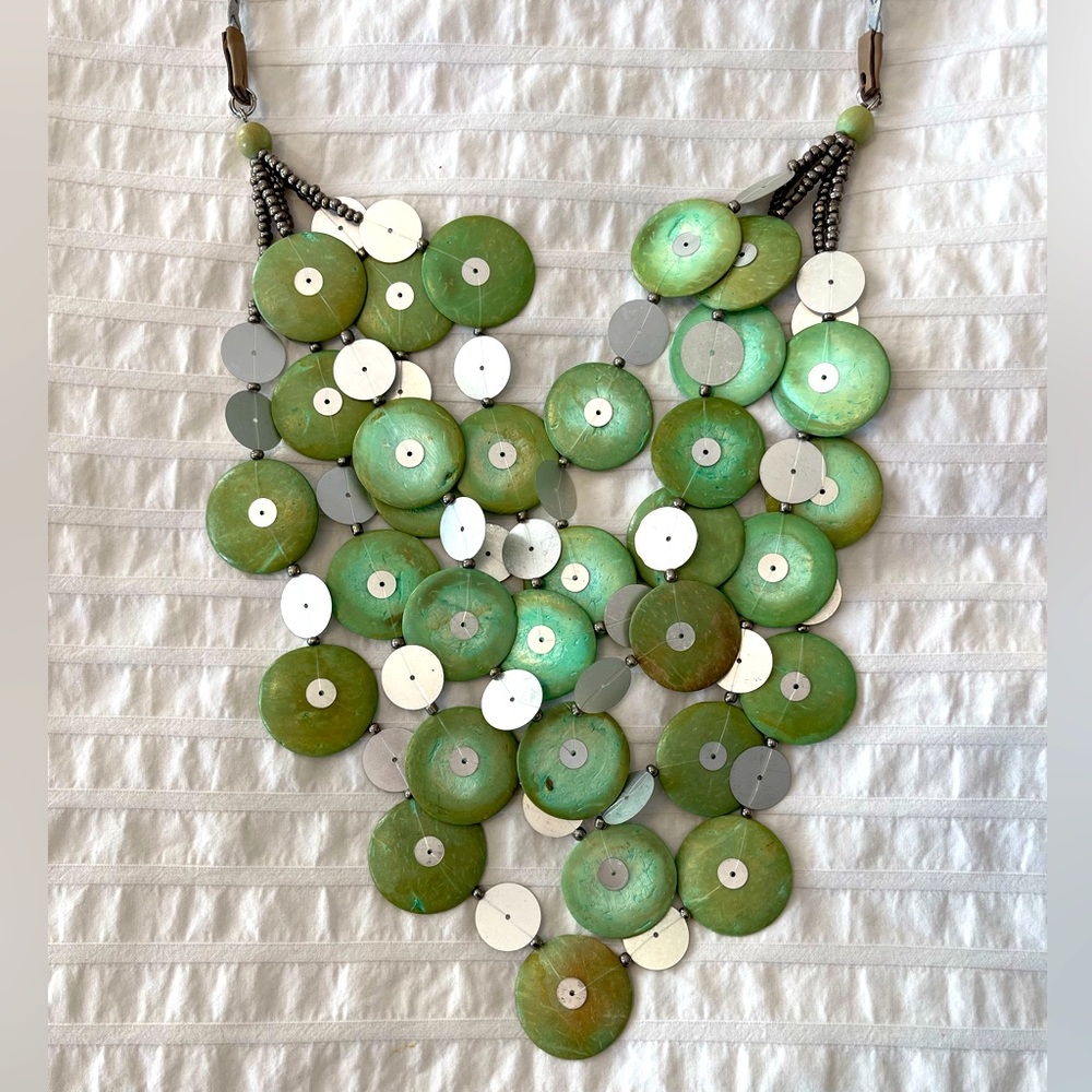 Beautiful handmade necklace light green in excellent condition. Made in Czechia.